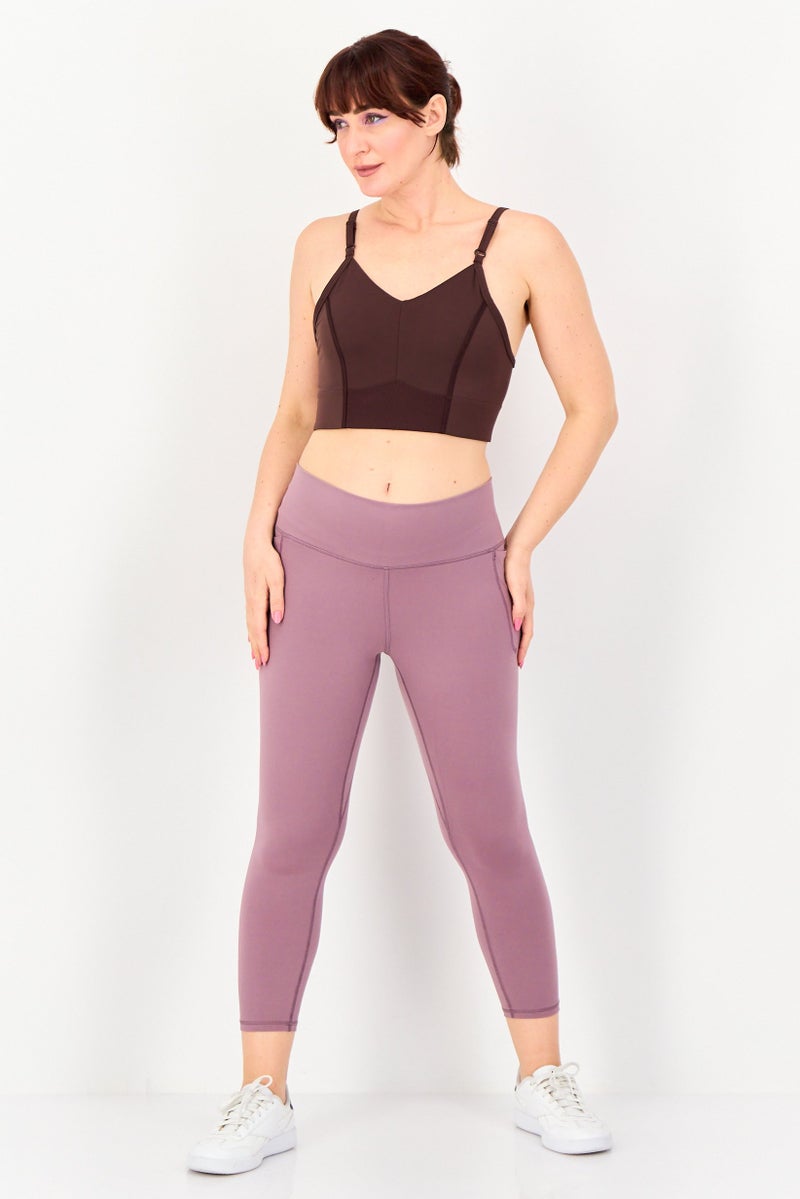 Nike Women Solid Padded Sports Bra, Dark Brown - Image 4