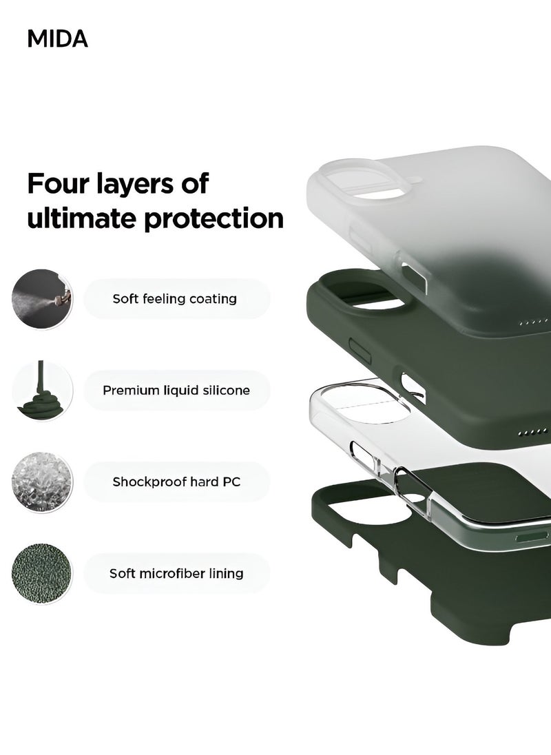 Mida iPhone 16 Plus Silicone Case Cover, full body protection case with a soft silky feel, shockproof cover with microfiber lining  - Image 2