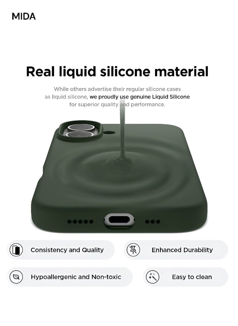 Mida iPhone 16 Plus Silicone Case Cover, full body protection case with a soft silky feel, shockproof cover with microfiber lining  - Image 5