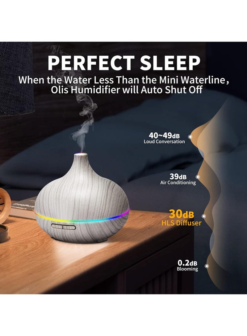 550ML White Aroma diffusers for Essential Oil Large Room,Essential Oils Aromatherapy Diffuser Cool Mist humidifier with Ambient Light  3 Timer,Waterless Auto Off Diffuser Vaporizers for Home Kids - Image 3