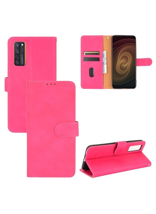 HuHa Case Cover For ZTE Axon 20 5G / A20 5G Solid Color Skin Feel Magnetic Buckle Horizontal Flip Calf Texture PU Leather Case with Holder & Card Slots & Wallet(Rose Red) 
