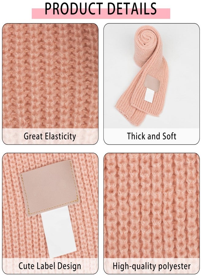 CaySep Kids Winter Knitted Warm Scarf Neck Warmer Fashion Solid Color Scarf for Boys Girls, Pink, one size - Image 2
