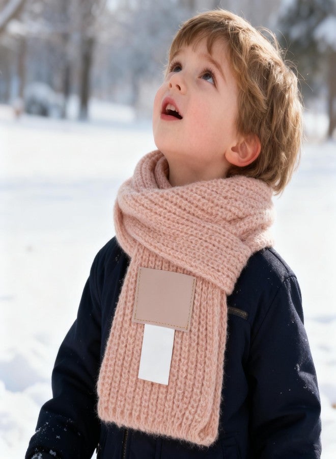 CaySep Kids Winter Knitted Warm Scarf Neck Warmer Fashion Solid Color Scarf for Boys Girls, Pink, one size - Image 4