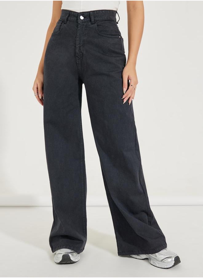 Styli Basic High Rise Full Length Wide Leg Jeans  - Image 2