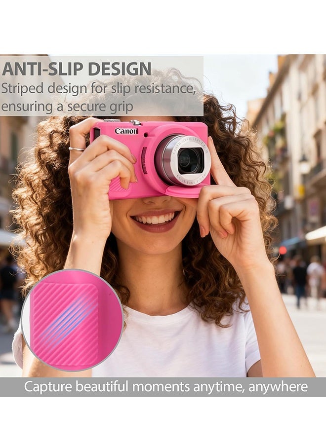 Silicone Case with a Tempered Glass Screen Protectorfor Canon Powershot G7X Mark III Digital Camera Soft Silicone Protective Cover with Removable Lens Cover Anti Slip Anti Scratch Magenta - Image 2