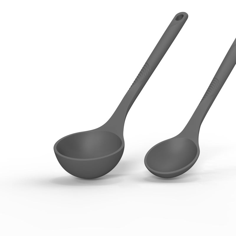 USECANO Silicone Cooking Utensils Set - 600Â°F Heat Resistant, Nonstick Kitchen Utensil Set with Spatulas, Spoons, Whisk, Tongs, BPA Free, Dishwasher Safe (Gray) - Image 5