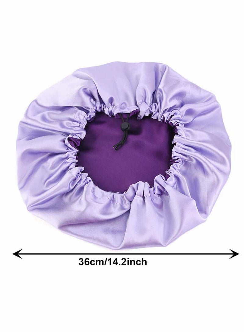 KASTWAVE 3 Pieces Satin Bonnet Adjustable Silk Bonnet Elastic Satin Sleep Hat Shower Caps Hair Bonnet for Women Curly Hair Nightcap 3 Colors - Image 2