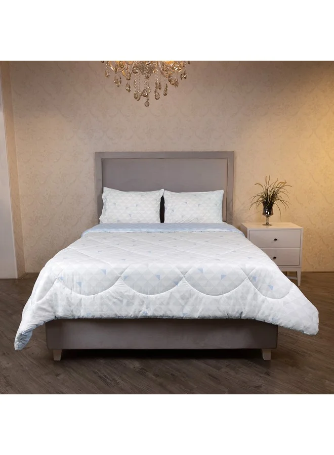 Home Box Malta Pixel 3-Piece Printed Cotton King Comforter Set 240 x 220 cm