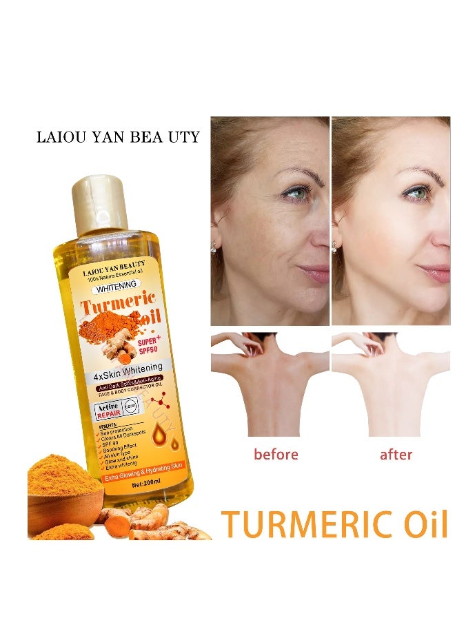 Whitening Labs skin whitening 100% nature essential oil whitening turmeric oil super+ spf 50  200ml - Image 2