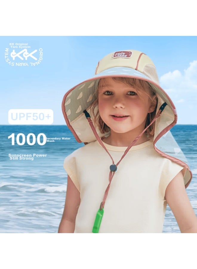 Kocotree Children's Sun Protection Hat, Uv-resistant Kids' Cape Hat, Wide-brimmed Sun Hat For Summer Outdoor Beach Use - Image 1