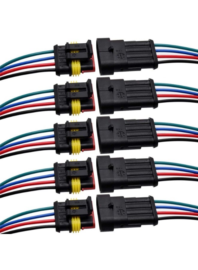 Generic 5PCS 4Pin Way Electrical Connector Terminal, Male and Female Waterproof Wire, 1.5mm Series Terminal Connector, Car Connector Waterproof Electrical Connector for Truck, Motorcycle, Boat  - Image 1