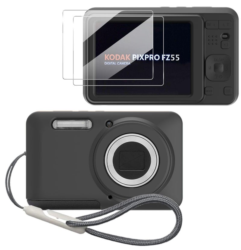 Tedubax Case for Kodak PIXPRO FZ55,FZ55 Accessories,Soft Silicone Protective Case,Comes with 2 Screen Protectors and 1 Wrist Strap - Light Blue - Image 1