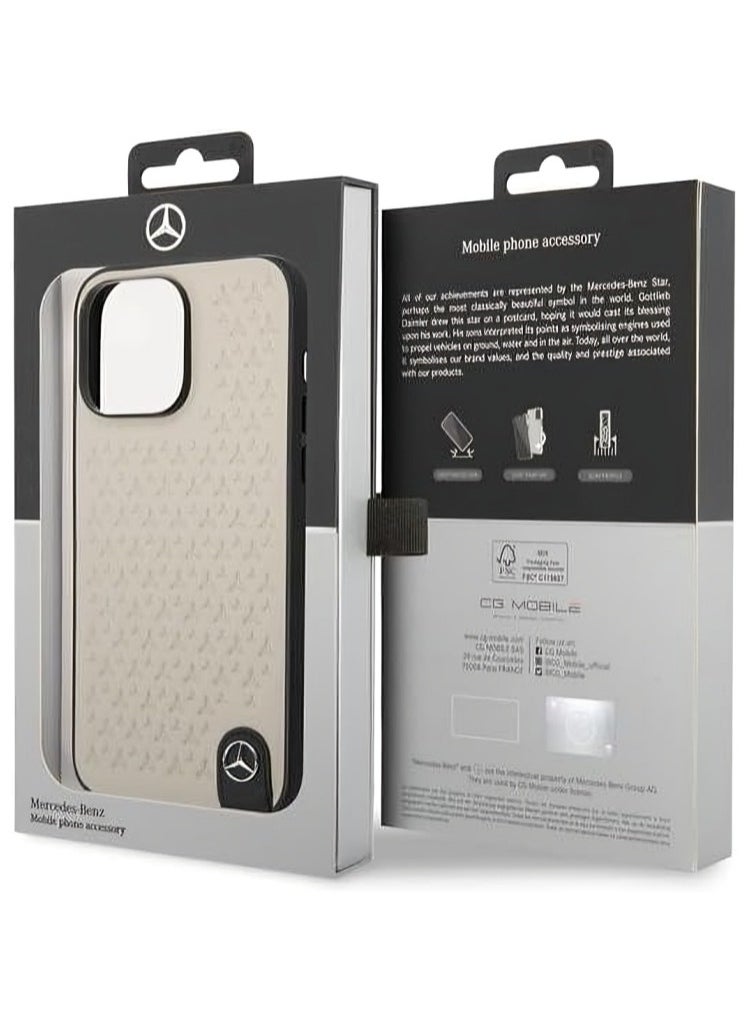 Mercedes-Benz CG MOBILE Mercedes-Benz Genuine Leather Case With Star Pattern, Compatible w/ 15 Pro (6.1") Protective Cover, Scratch & Drop Protection, Shockproof, Wireless Charger Compatibility (Grey)  - Image 3