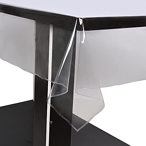 Oriental Weavers OrientalWeavers Premium 6 Seater Large Dining Tablecloth Protector 60x90In - Waterproof and Stain Resistant - Rectangular Transparent PVC Table Cover - Image 1