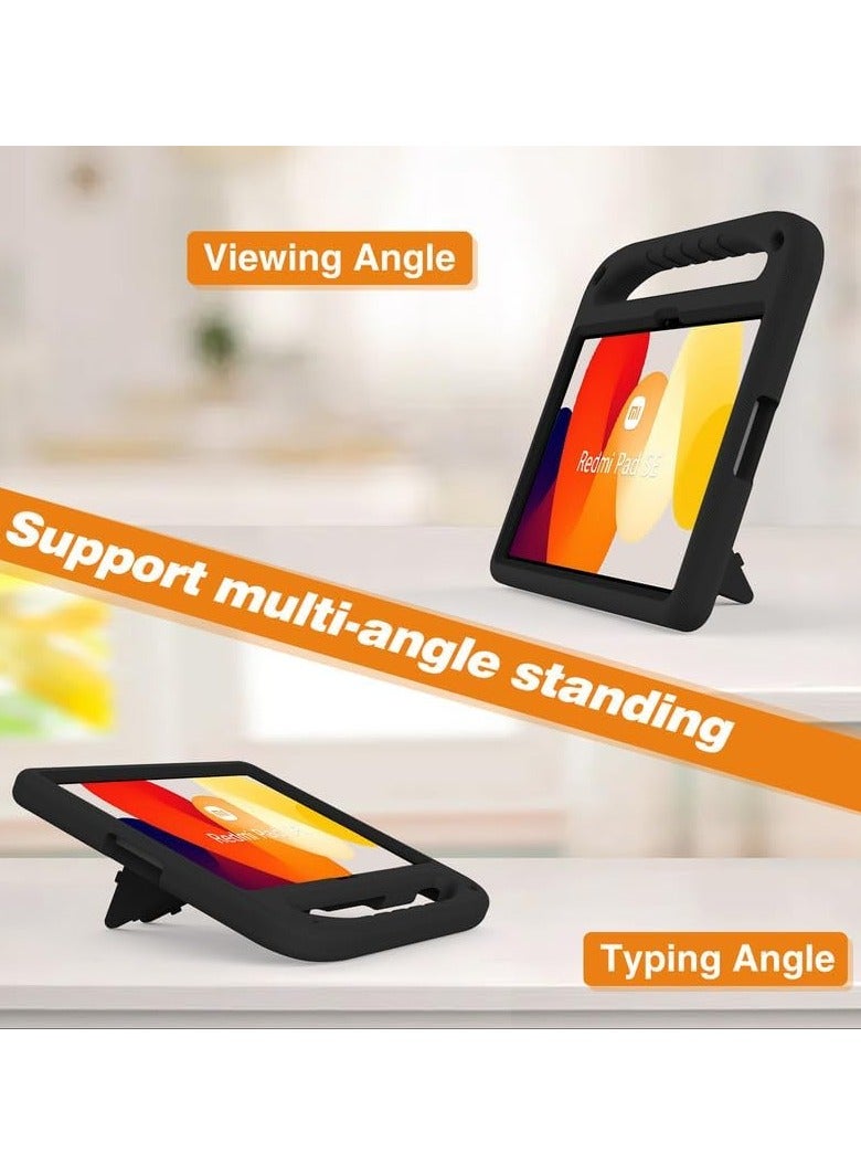 VKL Case For Xiaomi Redmi Pad SE 11-Inch (2023), EVA Foam Lightweight Shockproof Duarable, Tablet Cover with Handle Stand Case For Children Firendly, Black - Image 3