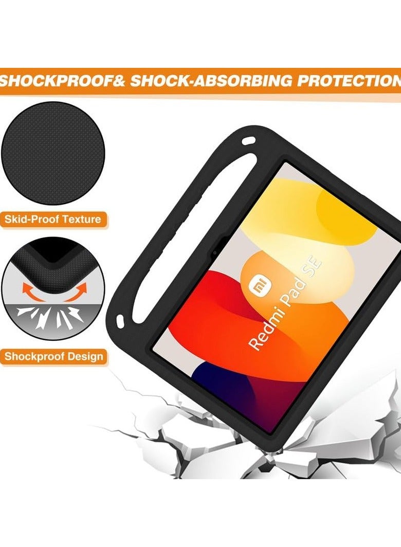 VKL Case For Xiaomi Redmi Pad SE 11-Inch (2023), EVA Foam Lightweight Shockproof Duarable, Tablet Cover with Handle Stand Case For Children Firendly, Black - Image 5