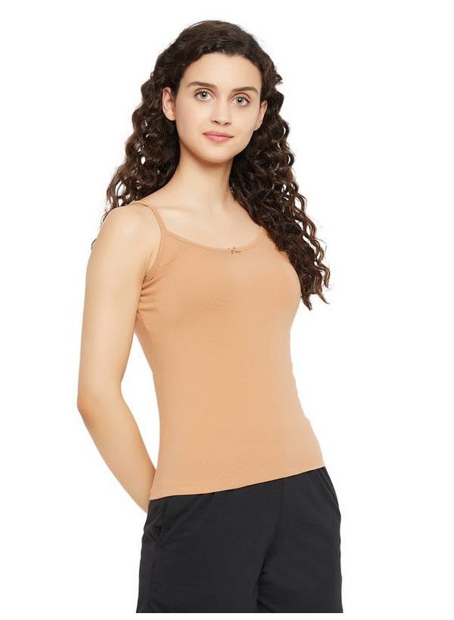 Clovia Women's Cotton Solid Camisole (CM0038G24_Beige_M)-M - Image 5