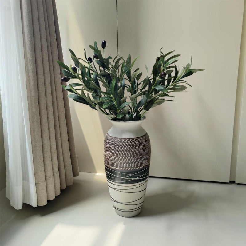 HUBUISH Ceramic Rustic Farmhouse Vase, 12.6" Large Vintage Flower vase for Home Decor, Tall Boho Textured Vases for Living Room, Table, Mantel, Shelf and Centerpieces Decor and Housewarming - Image 4