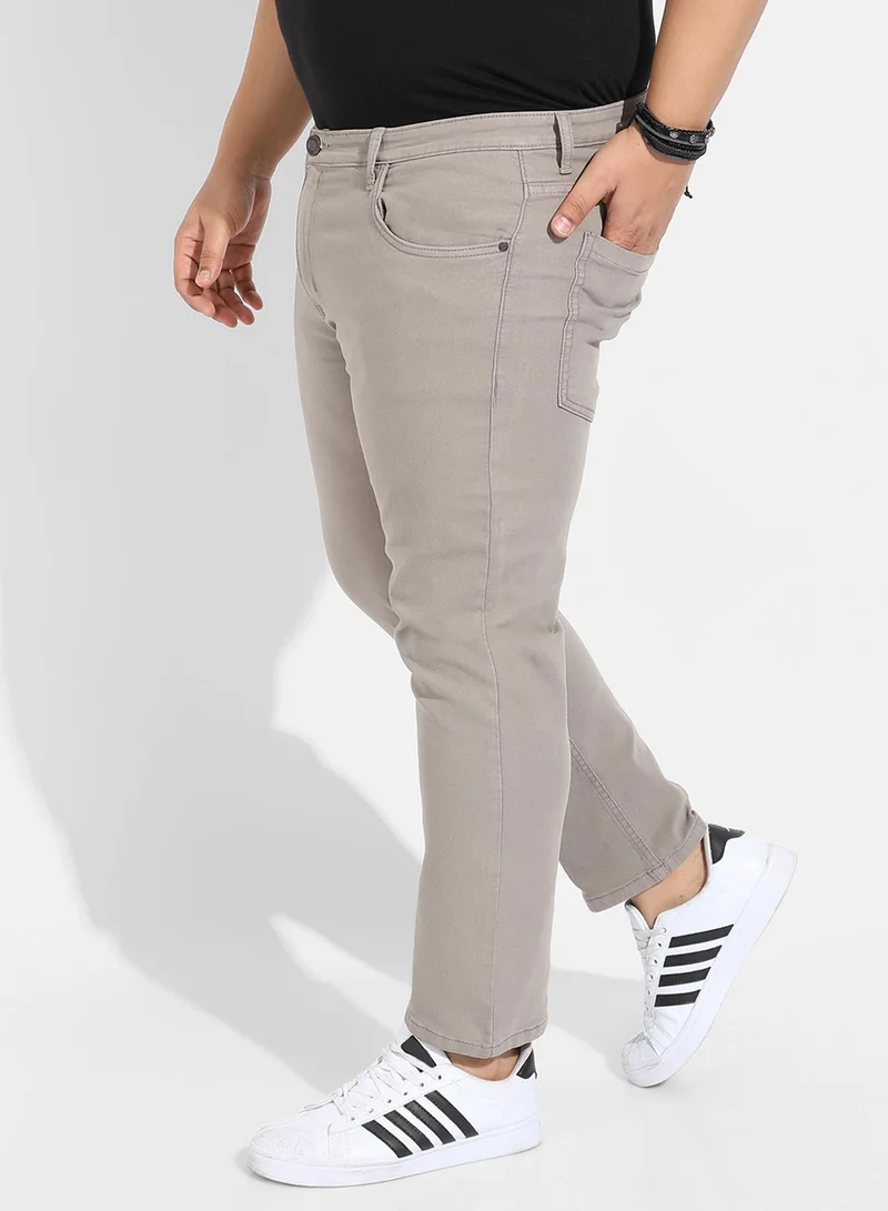Instafab Plus Instafab Plus Men's Grey Solid Denim Jeans For Casual Wear | Dark-Wash | Plus-Size Fit | Button Closure | Plus-Size Denim Jeans Crafted With Comfort Fit For Everyday Wear