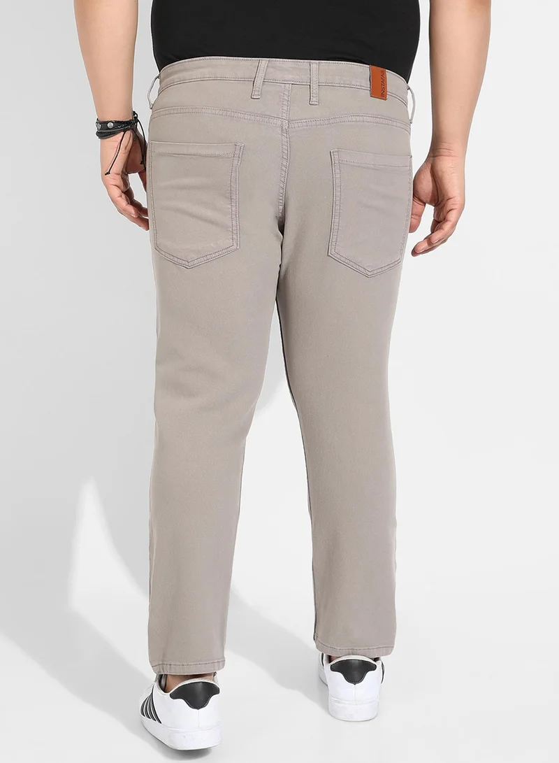 Instafab Plus Instafab Plus Men's Grey Solid Denim Jeans For Casual Wear | Dark-Wash | Plus-Size Fit | Button Closure | Plus-Size Denim Jeans Crafted With Comfort Fit For Everyday Wear