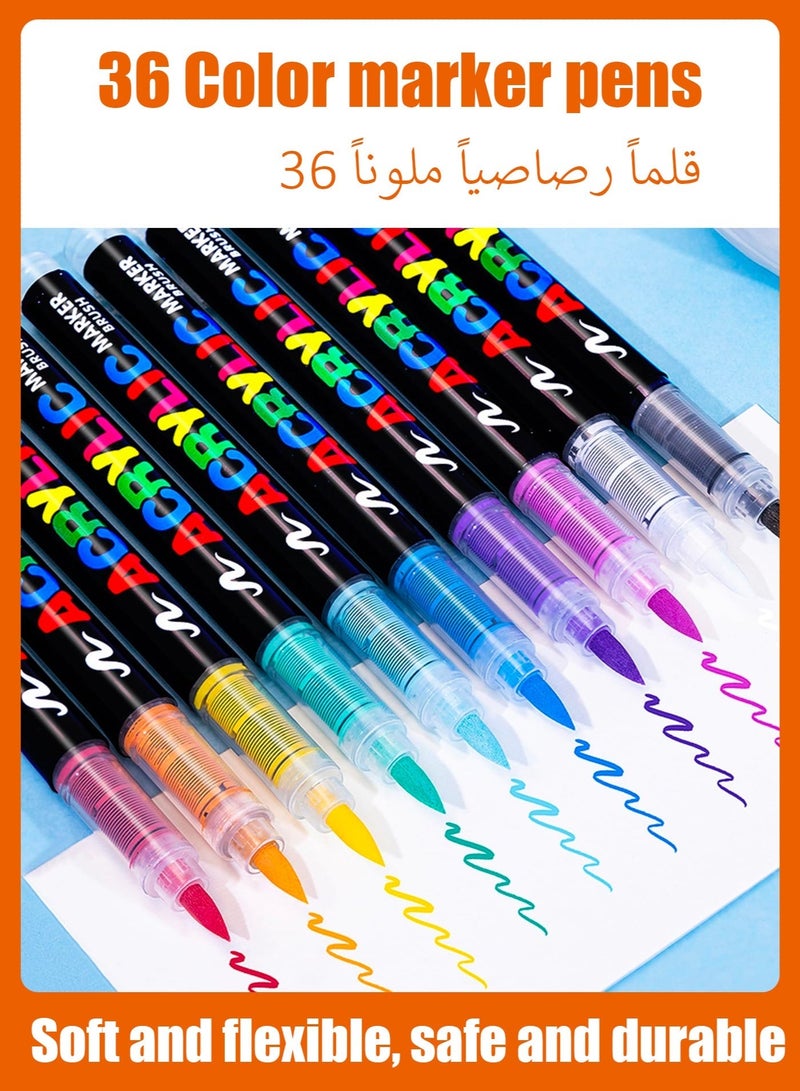 36-color acrylic paint markers, soft-bristled acrylic paint markers, quick-drying and waterproof acrylic markers, suitable for painting and DIY crafts. - Image 2
