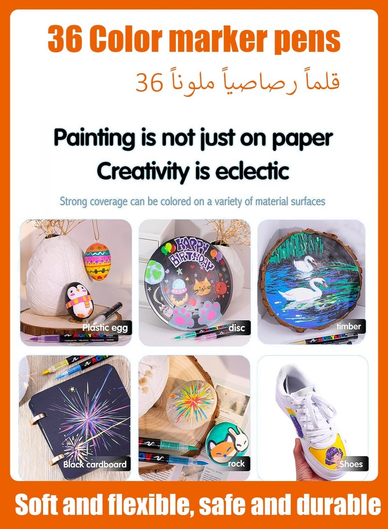 36-color acrylic paint markers, soft-bristled acrylic paint markers, quick-drying and waterproof acrylic markers, suitable for painting and DIY crafts. - Image 5