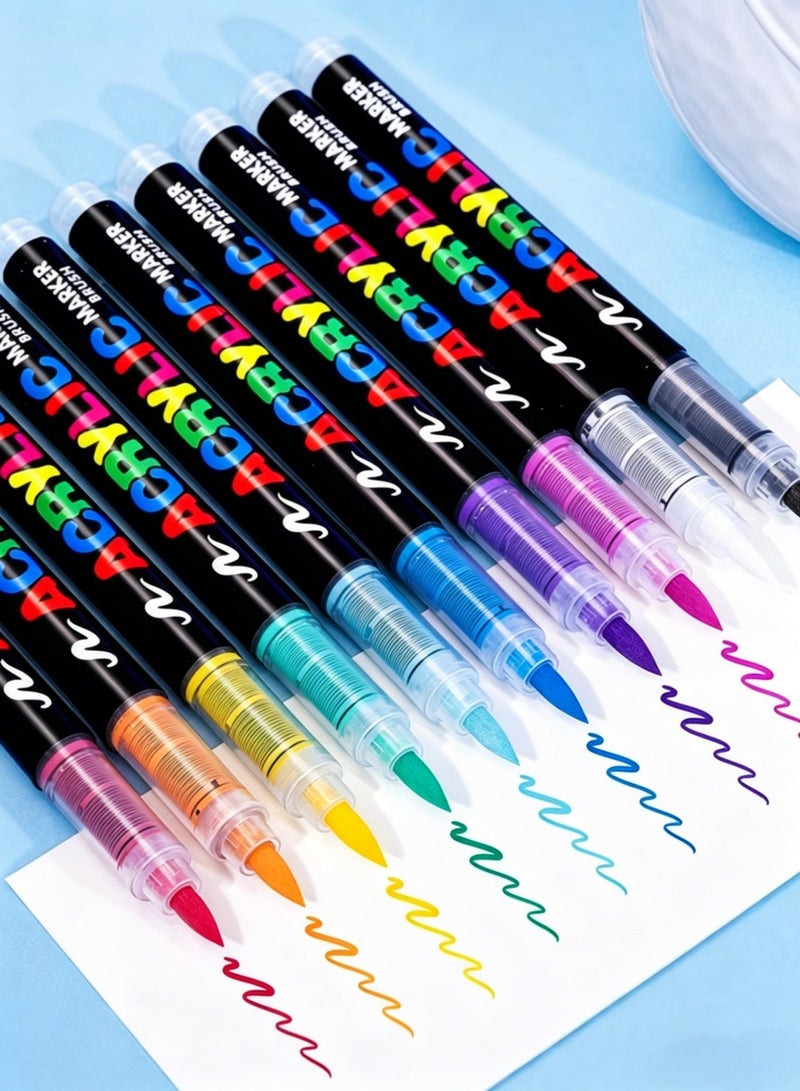 GuangNa 36 Colors Acrylic Paint Markers | Soft Brush Tip Paint Pens Set | Water-Based, Non-Toxic & Odorless | No Bleeding, Quick Dry & Waterproof | Works on Canvas, Rock, Wood, Glass, Ceramic, Fabric, Metal, Stone, Paper | Ideal for Artists, DIY Crafts, School & Gifts - Image 4