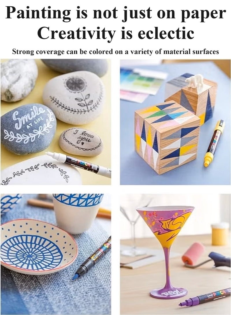 GuangNa 36 Colors Acrylic Paint Markers | Soft Brush Tip Paint Pens Set | Water-Based, Non-Toxic & Odorless | No Bleeding, Quick Dry & Waterproof | Works on Canvas, Rock, Wood, Glass, Ceramic, Fabric, Metal, Stone, Paper | Ideal for Artists, DIY Crafts, School & Gifts - Image 5