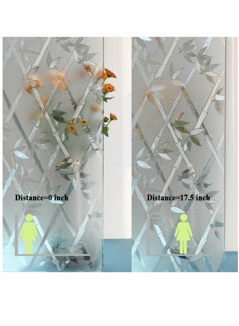 KASTWAVE أفلام النوافذ، فيلم نافذة لاصق ثابت من الخيزران، فيلم زجاج ملون لخصوصية الأبواب، تلوين نوافذ مضاد للأشعة فوق البنفسجية/تحكم في الحرارة/بدون صمغ لتزيين المكتب المنزلي، 17.5 إنش 78.7 إنش - Image 5
