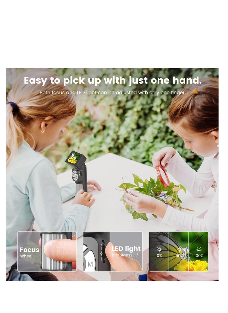 SYOSI - Portable Pocket Microscope Kit, Mini Handheld Digital Microscope 500X with 8 Adjustable LED Lights and 2" LCD Screen, Pocket Microscope Kit for Kids and Adults, Windows PC Compatible - Image 1