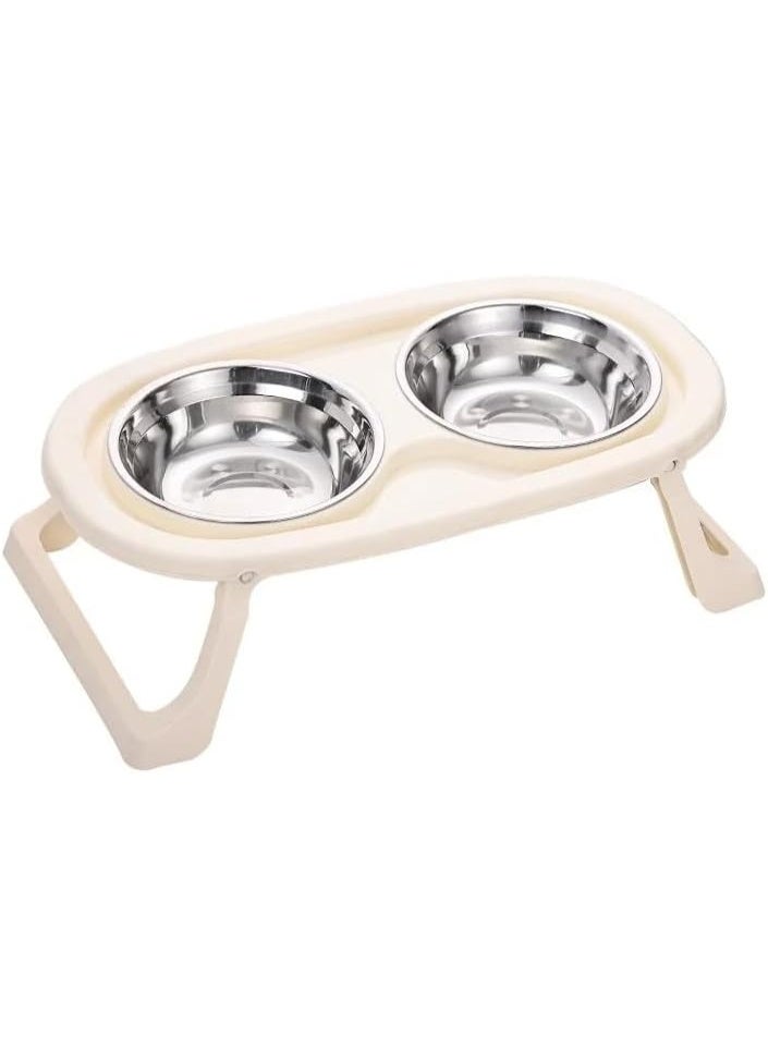 Double Pet Feeding Bowl with Raised Stand | Stainless Steel Food & Water Bowls | Healthy & Comfortable Design for Cats & Small Dogs | Non-Slip & Easy to Clean - Image 1