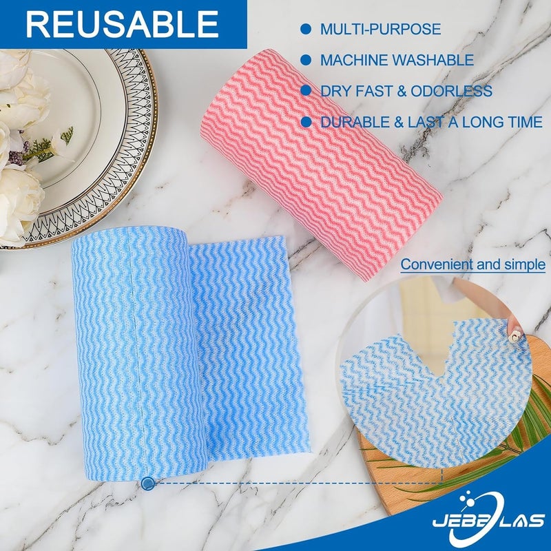 JEBBLAS Cleaning Sheet Reusable Cleaning Cloth Roll Disposable Rags Roll Household Paper Towels for Kitchen(20x30cm,2 Rolls of 200 Sheets) - Image 2