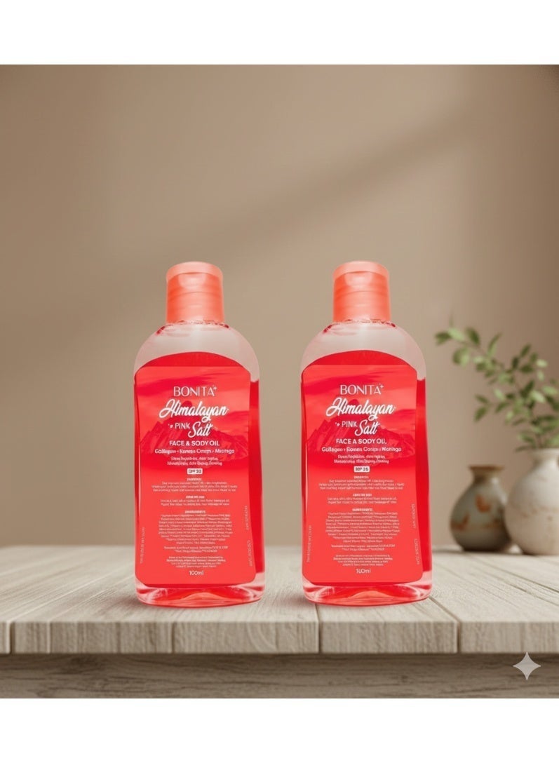 Bonita Himalayan Pink Salt Face and Body Oil 100ml Pack of 2 - Image 1