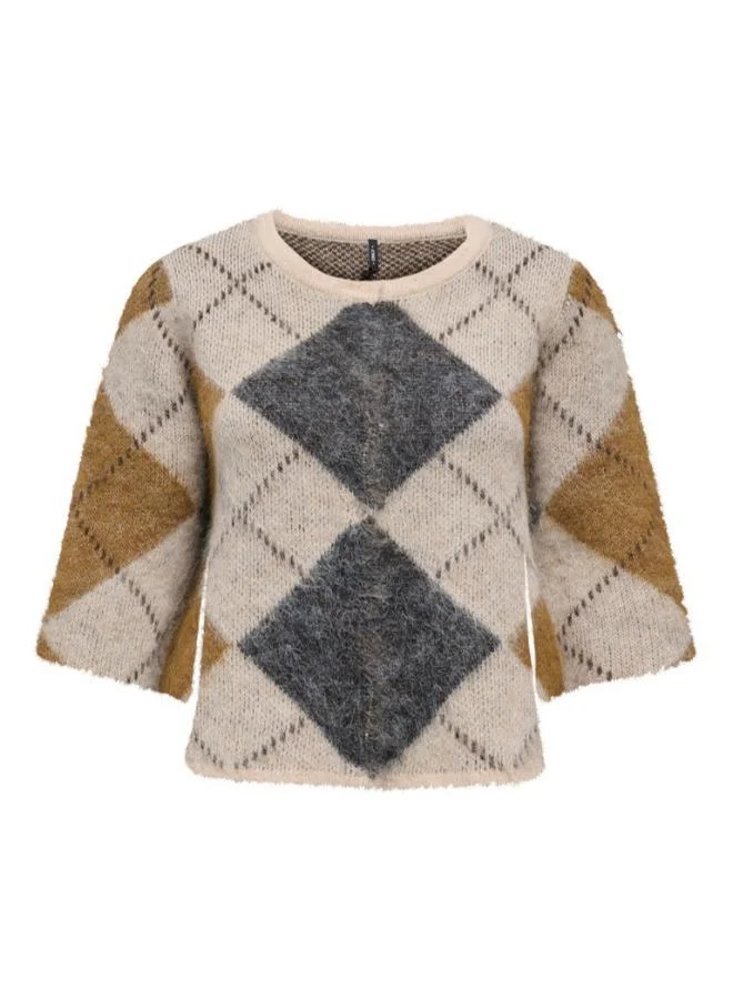 اونلي Onlnoeme Short Sleeve Pattern Crew Neck Pullover
