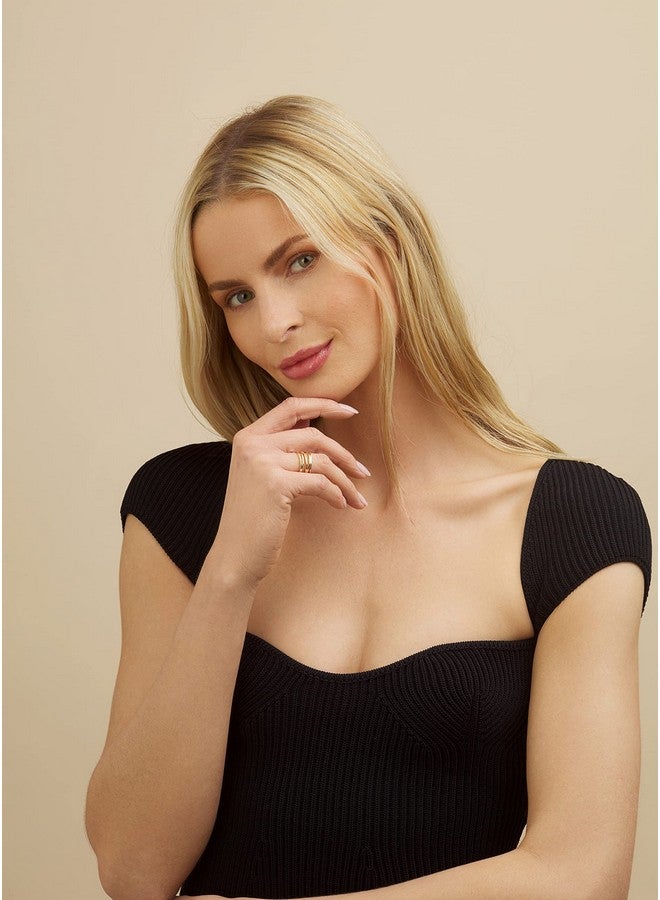 Barzel 18K Gold Plated Statement Ring For Women - (Gold, 9) - Image 4