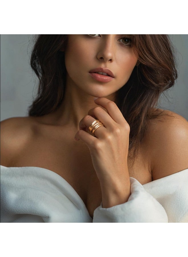 Barzel 18K Gold Plated Statement Ring For Women - (Gold, 9) - Image 3