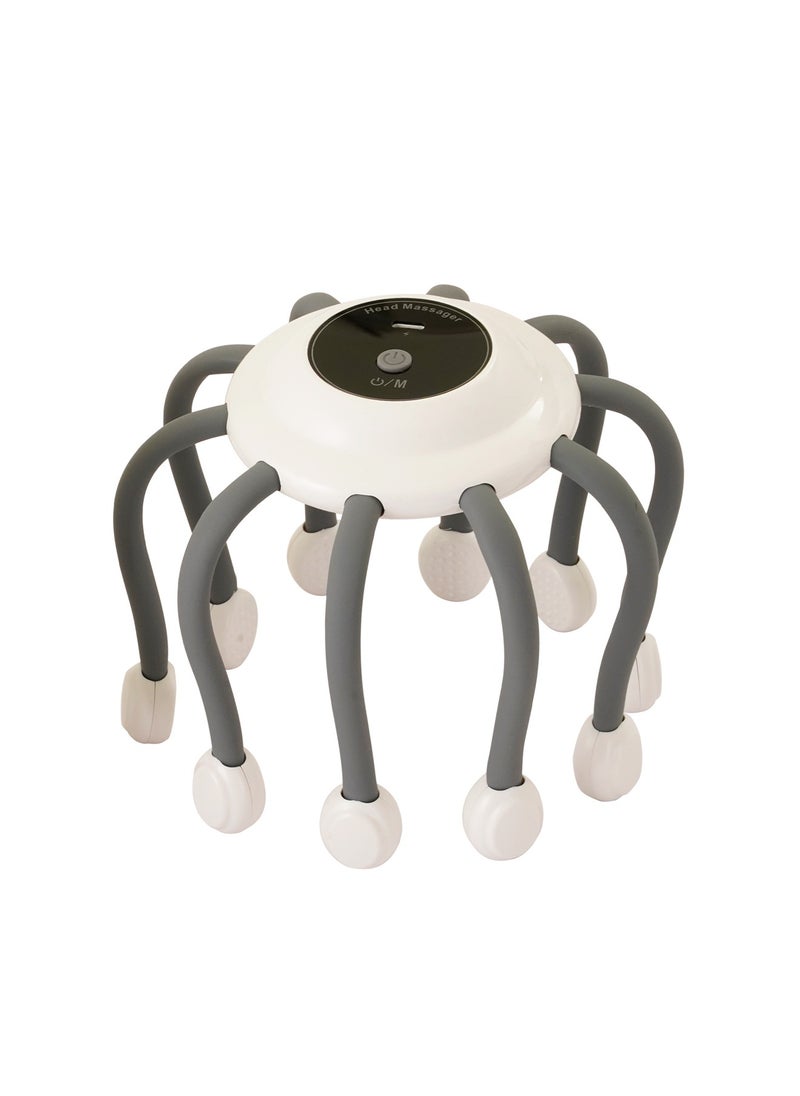 Zero Beyond Wellness Zero Healthcare Electric Head Scalp Massager Portable Head Scratcher Rechargeable 5 Auto Modes 360 Degree– White/Grey  - Image 3
