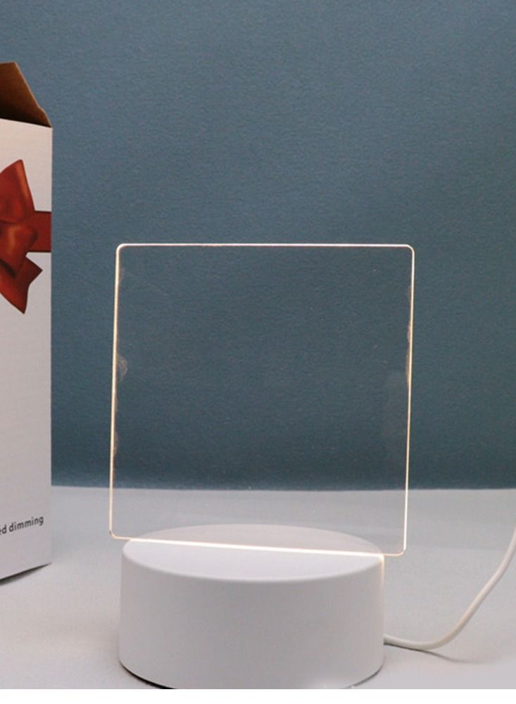 ضوء ليلي LED متعدد الوظائف، لوحة ملاحظات من الأكريليك، لوحة رسائل سطح المكتب بقلم قابل للمسح مجانًا، لوحة مفكرة LED مذكرة منزلية، مصباح بجانب السرير لسطح المكتب، تذكار شخصي للأطفال