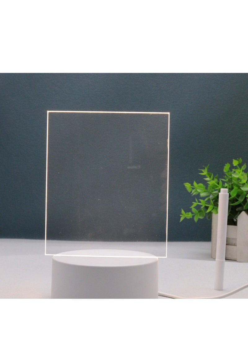 ضوء ليلي LED متعدد الوظائف، لوحة ملاحظات من الأكريليك، لوحة رسائل سطح المكتب بقلم قابل للمسح مجانًا، لوحة مفكرة LED مذكرة منزلية، مصباح بجانب السرير لسطح المكتب، تذكار شخصي للأطفال