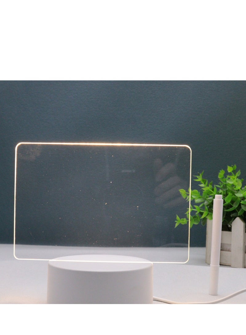 ضوء ليلي LED متعدد الوظائف، لوحة ملاحظات من الأكريليك، لوحة رسائل سطح المكتب بقلم قابل للمسح مجانًا، لوحة مفكرة LED مذكرة منزلية، مصباح بجانب السرير لسطح المكتب، تذكار شخصي للأطفال
