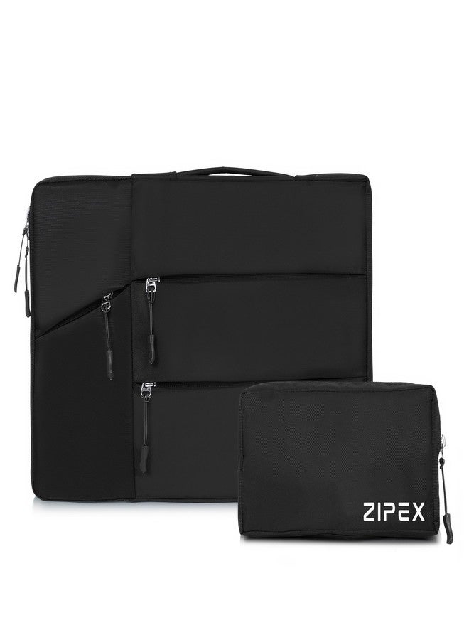 حقيبة كمبيوتر محمول ZIPEX Phantom سوداء اللون مع مقبض | حقيبة كمبيوتر محمول مقاومة للماء للرجال والنساء | تتسع لأجهزة كمبيوتر محمولة حتى 16 بوصة | بطانة داخلية ناعمة وجيب للشاحن | حقيبة أنيقة للمكتب والسفر - Image 1