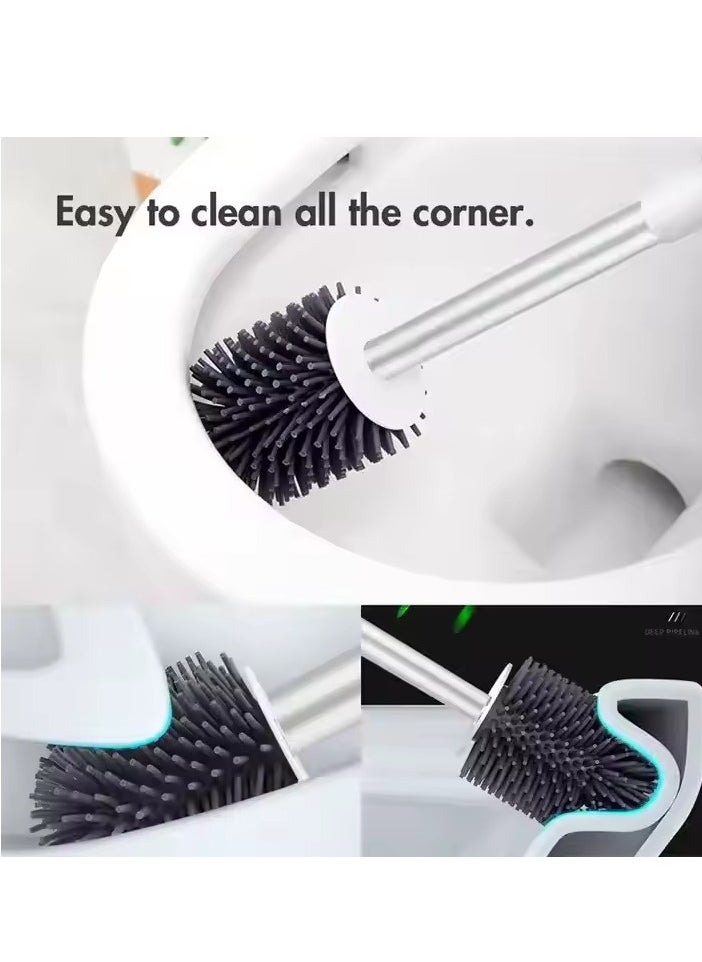 Home Care - Wall-mounted Design Soft TPR Toilet Cleaning Brush Bathroom WC Silicon Toilet Brush with Holder - Image 1