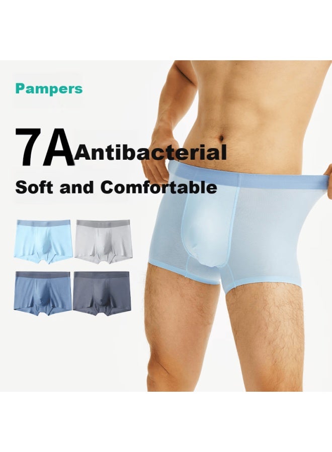 Briars 7a Antibacterial Crotch Men's Underwear Four-season Seamless Boxer Briefs Ice Silk Breathable 2XL 4-pack - Image 1