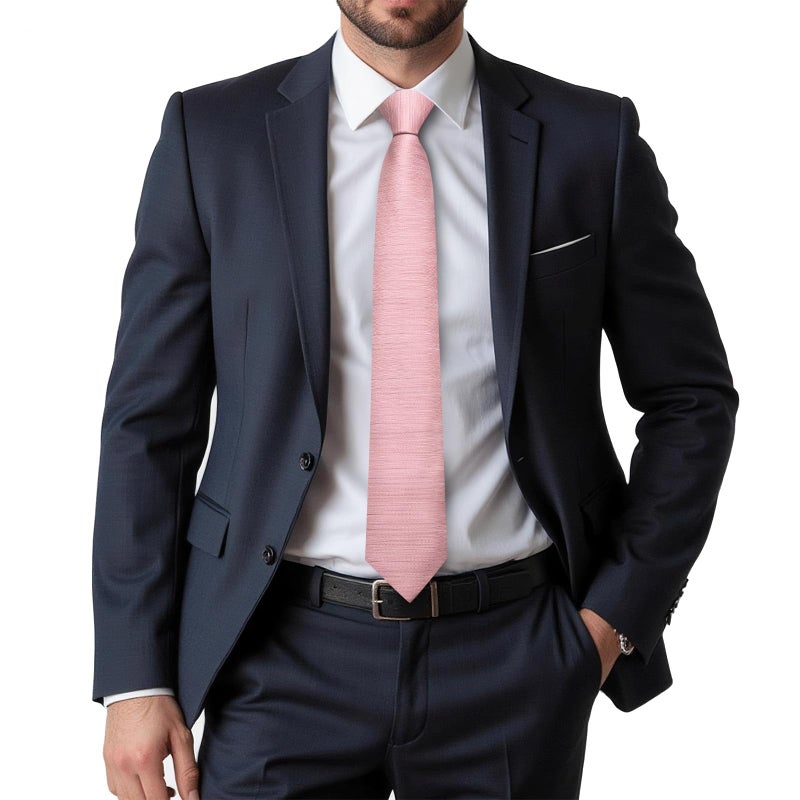 Dubulle Mens Solid Rose Gold Striped Tie WOVEN Necktie for Men and Handkerchief Cufflinks Set Wedding Formal Business - Image 2