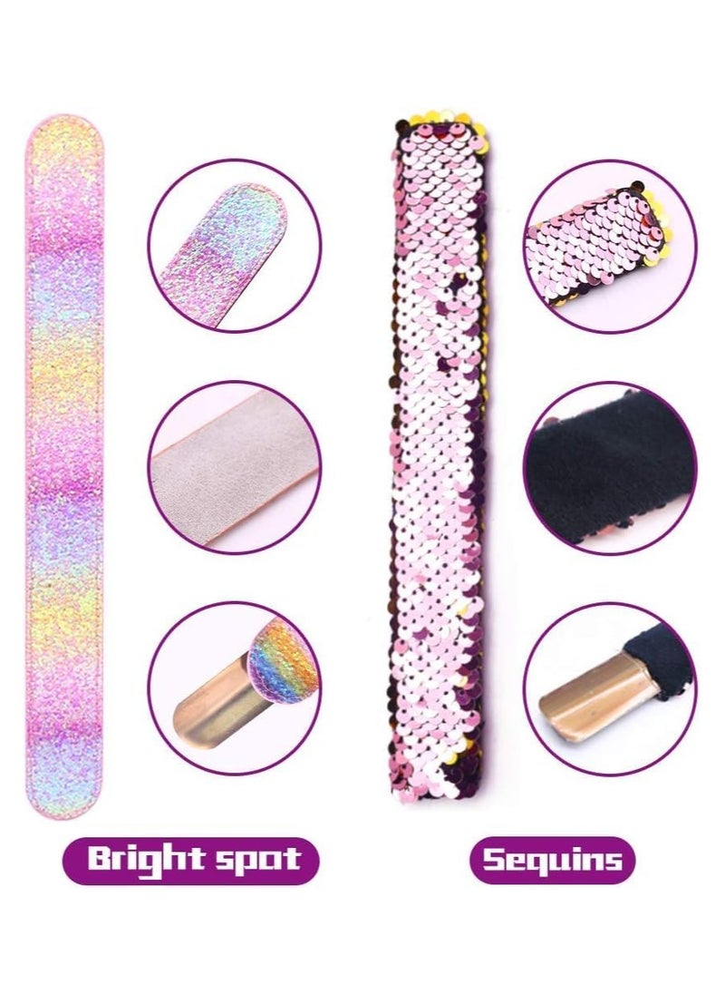 Mr. Penda - 12 PCS Glitter Slap Bracelet for Kids, Sequin Mermaid Bracelet Wristband for Birthday, Party Favors Supplies for Kids - Image 1
