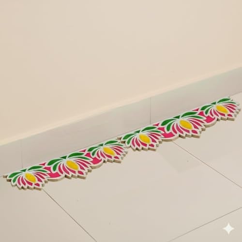 Craftvatika Lotus Design Portable MDF Rangoli Stencil Set of 4 for Diwali Decoration Item, Festive Decor, 16 Inch Reusable Rangoli Stencils for Floor Decor, Diwali Festival Item Pooja Room Decorations - Image 2