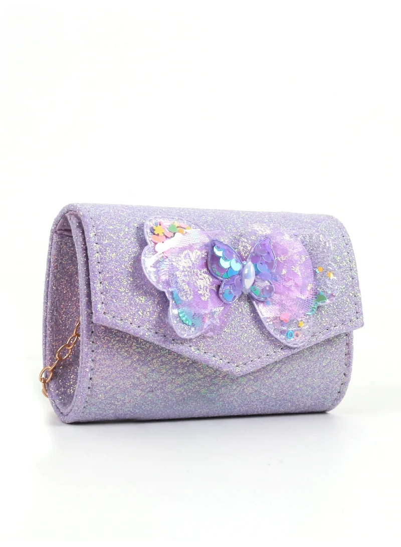 Bidani Lavender Shimmer Butterfly Flap Wallet