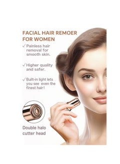 ماركة غير محددة إزالة الشعر من الوجه للنساء، جهاز إزالة الشعر الكهربائي بدون ألم لمناطق الوجه مثل الشفاه والذقن والذراعين مع شاحن USB متضمن ورأسان بديلان.  - Image 2
