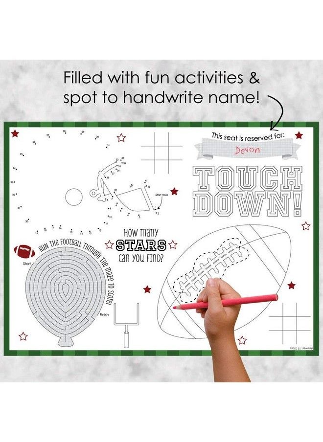 Big Dot of Happiness End Zone Football Paper Birthday Party Coloring Sheets Activity Placemats Set Of 16  - Image 3