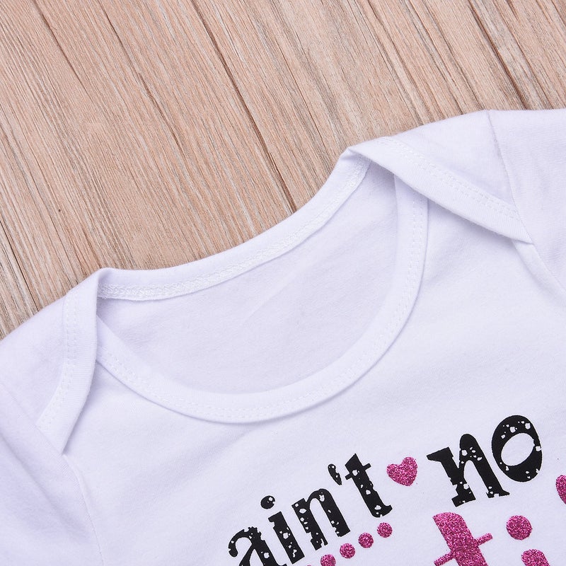 Besokuse 3Pcs/Set Newborn Baby Girls Outfit Auntie Bodysuit Romper with Headband+Donuts Long Pants Clothes Set (Pink, 0-6M) - Image 5